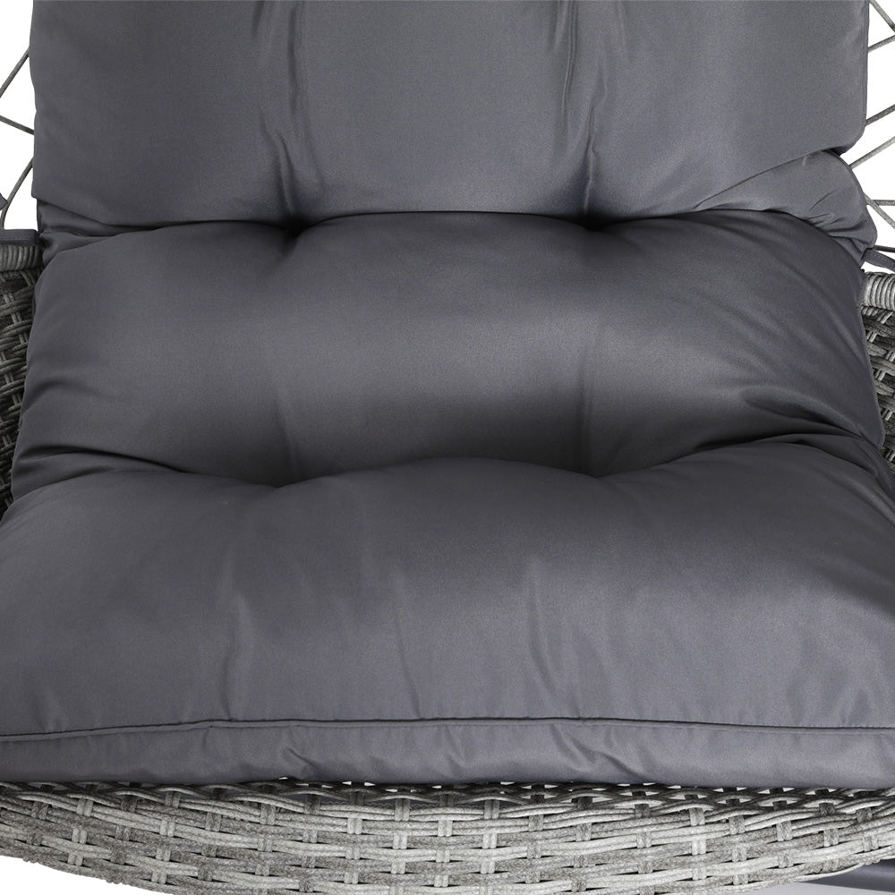 Wicker Egg Swing Chair with Steel Stand and Armrests - Light Grey or Black