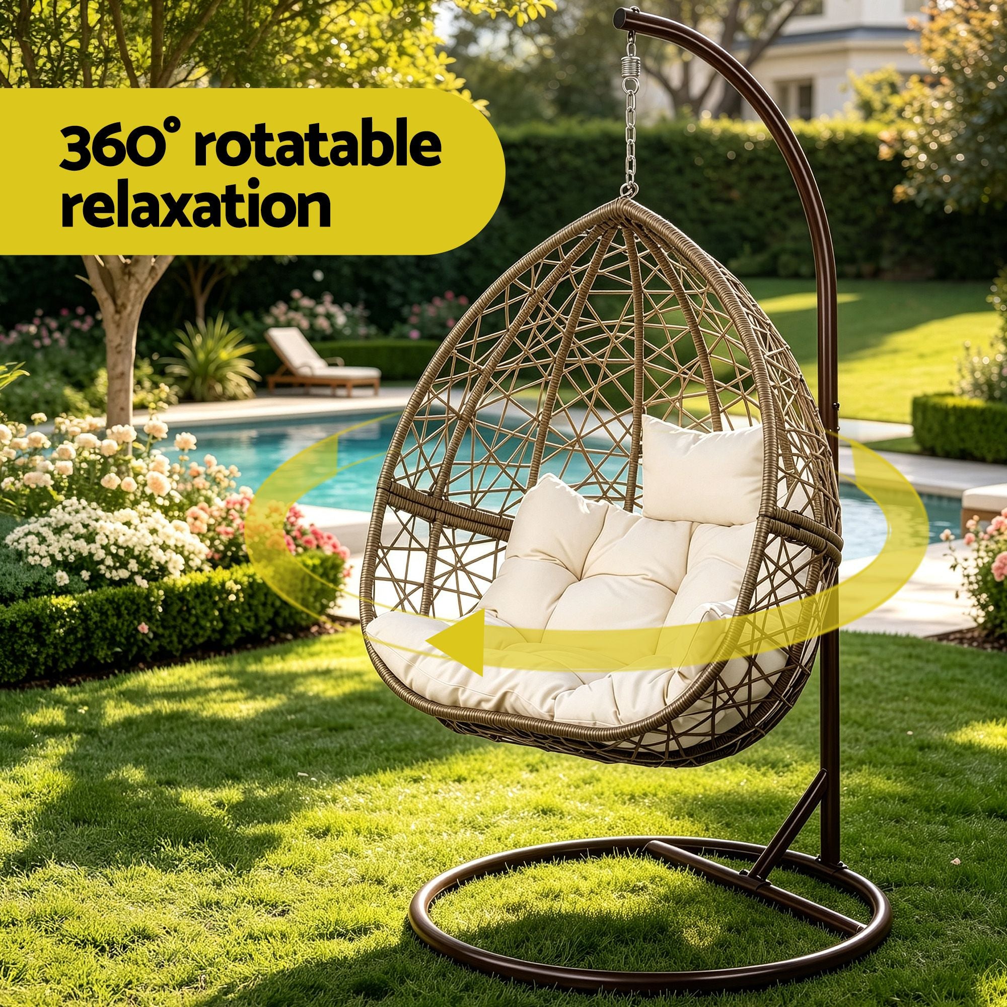 Outdoor Egg Swing Chair Wicker Pod With Stand