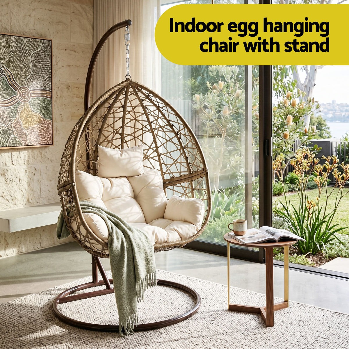 Outdoor Egg Swing Chair Wicker Pod With Stand