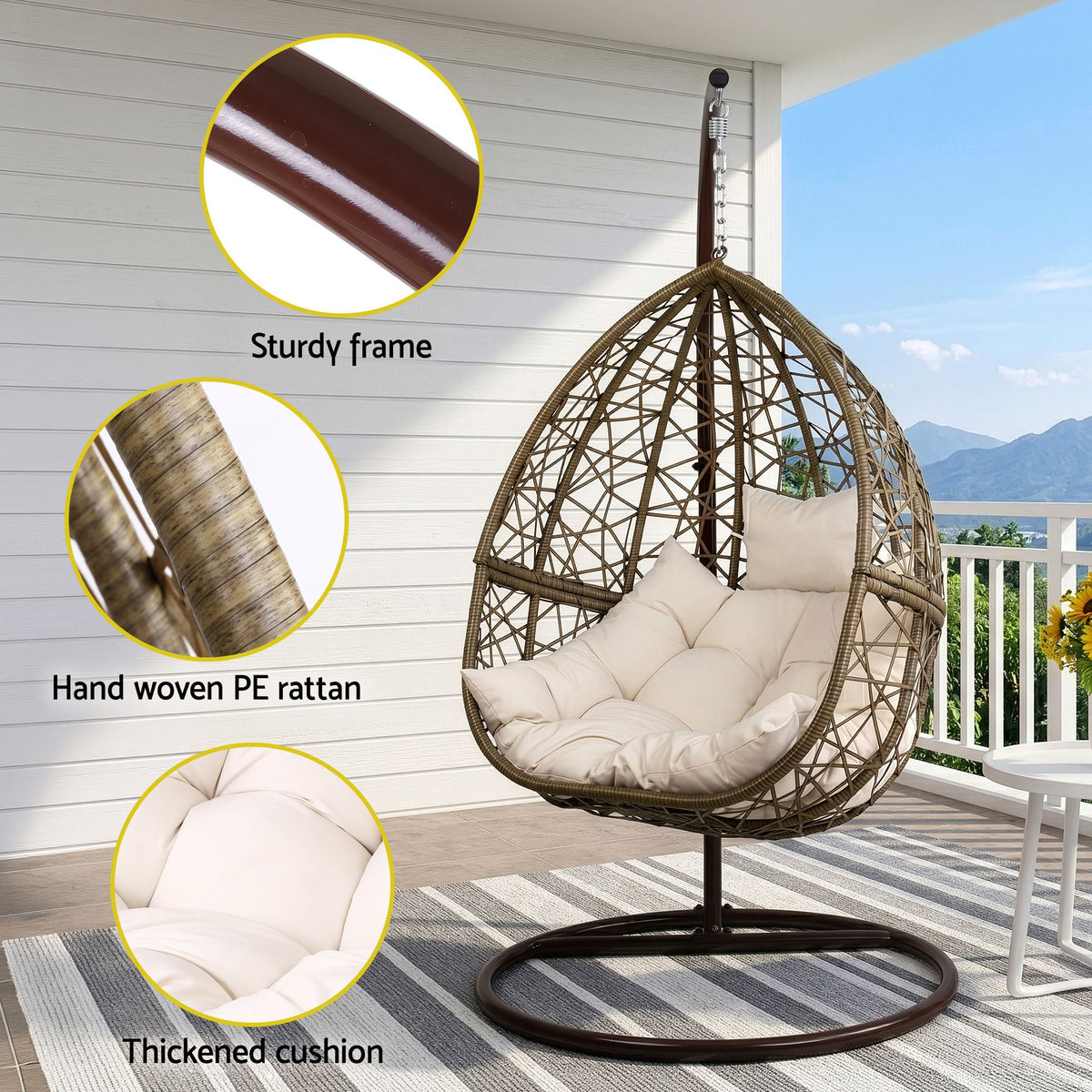 Outdoor Egg Swing Chair Wicker Pod With Stand