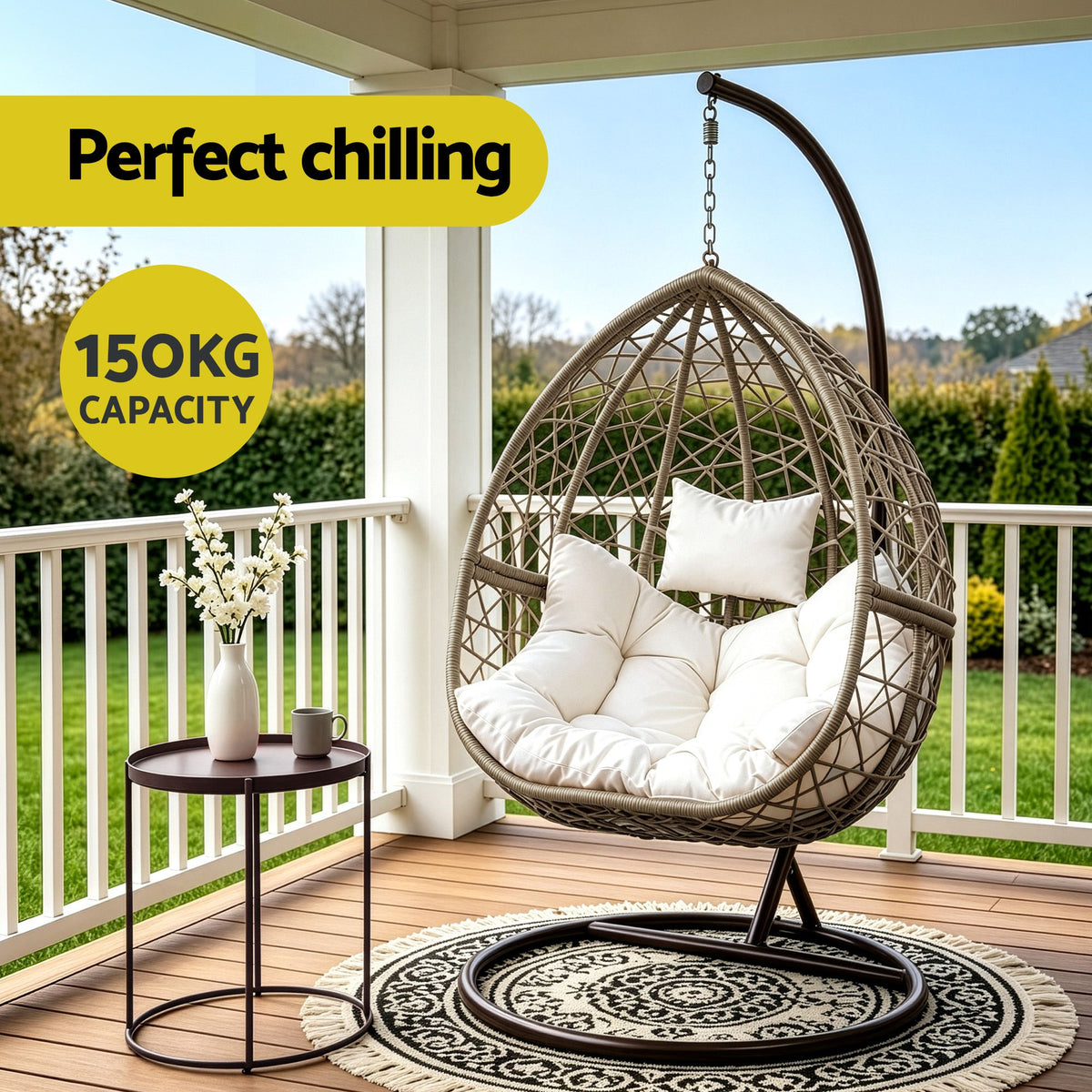Outdoor Egg Swing Chair Wicker Pod With Stand