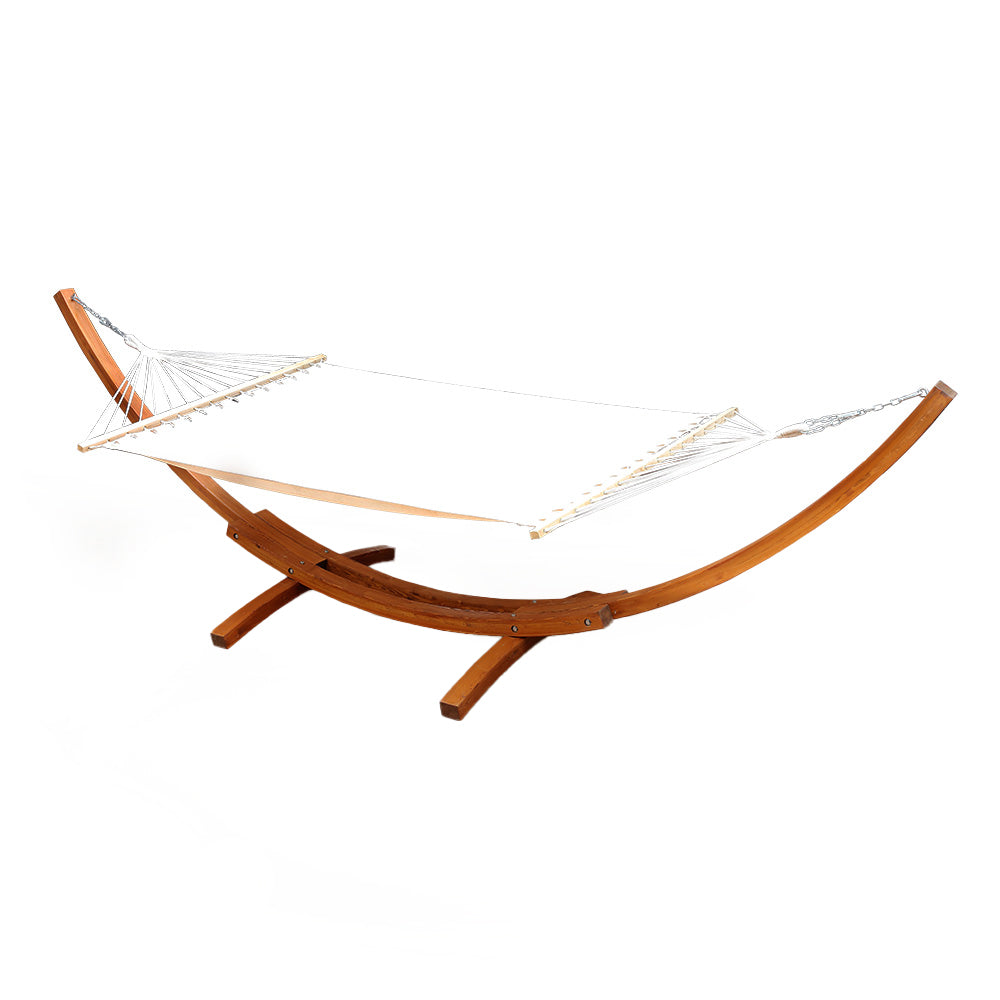 Hammock Double Bed With Timber Stand - White