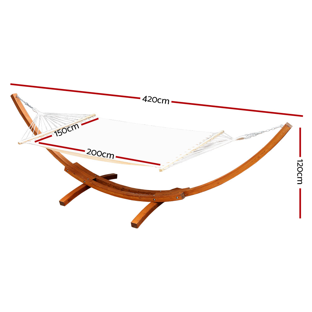 Hammock Double Bed With Timber Stand - White