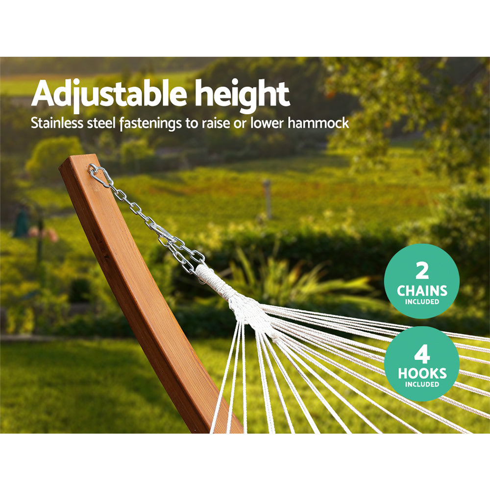 Hammock Double Bed With Timber Stand - White
