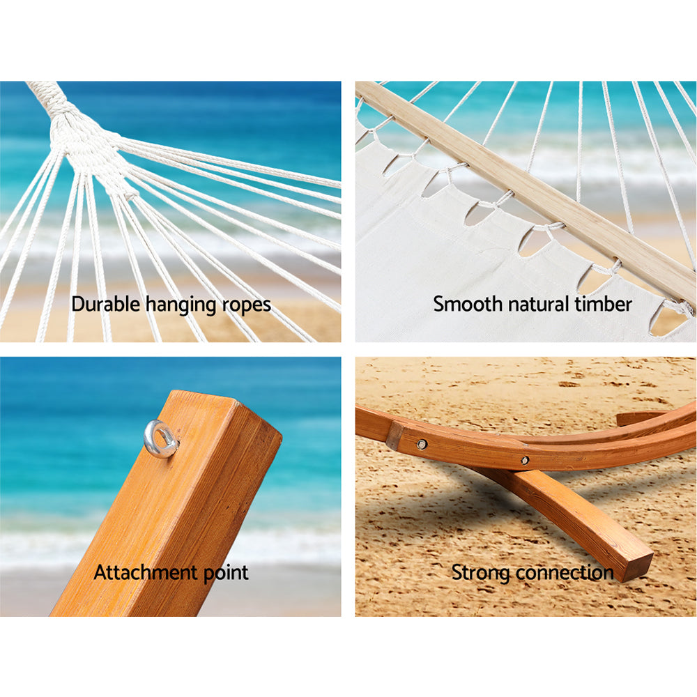 Hammock Double Bed With Timber Stand - White