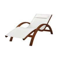 Gardeon Sun Lounge Outdoor Timber Armchair - Cream