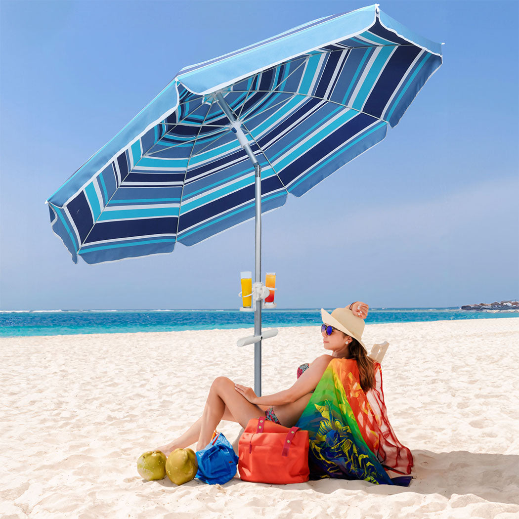 Mountview 2M Outdoor Beach Umbrellas Sand Blue-1954802439110660102