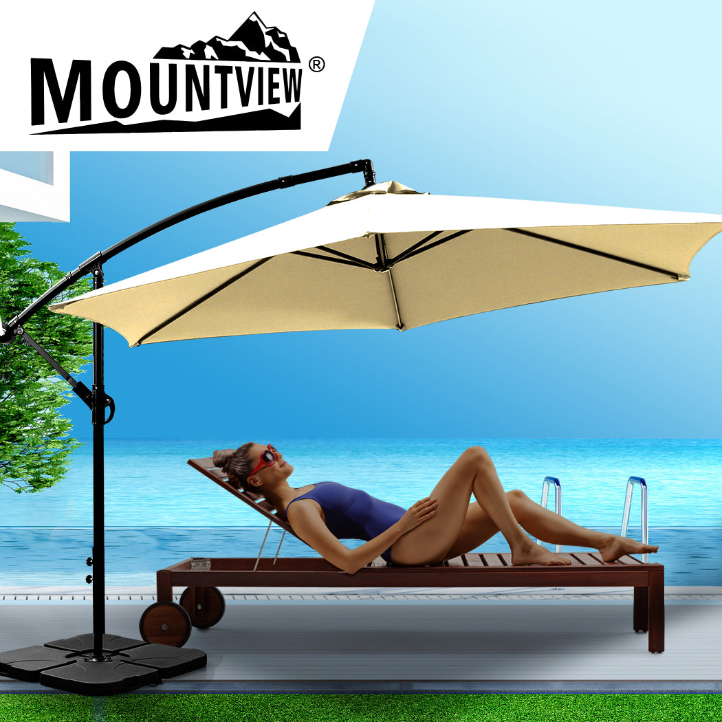 Mountview 3M Outdoor Umbrella Cantilever Grey-1910112902833115142