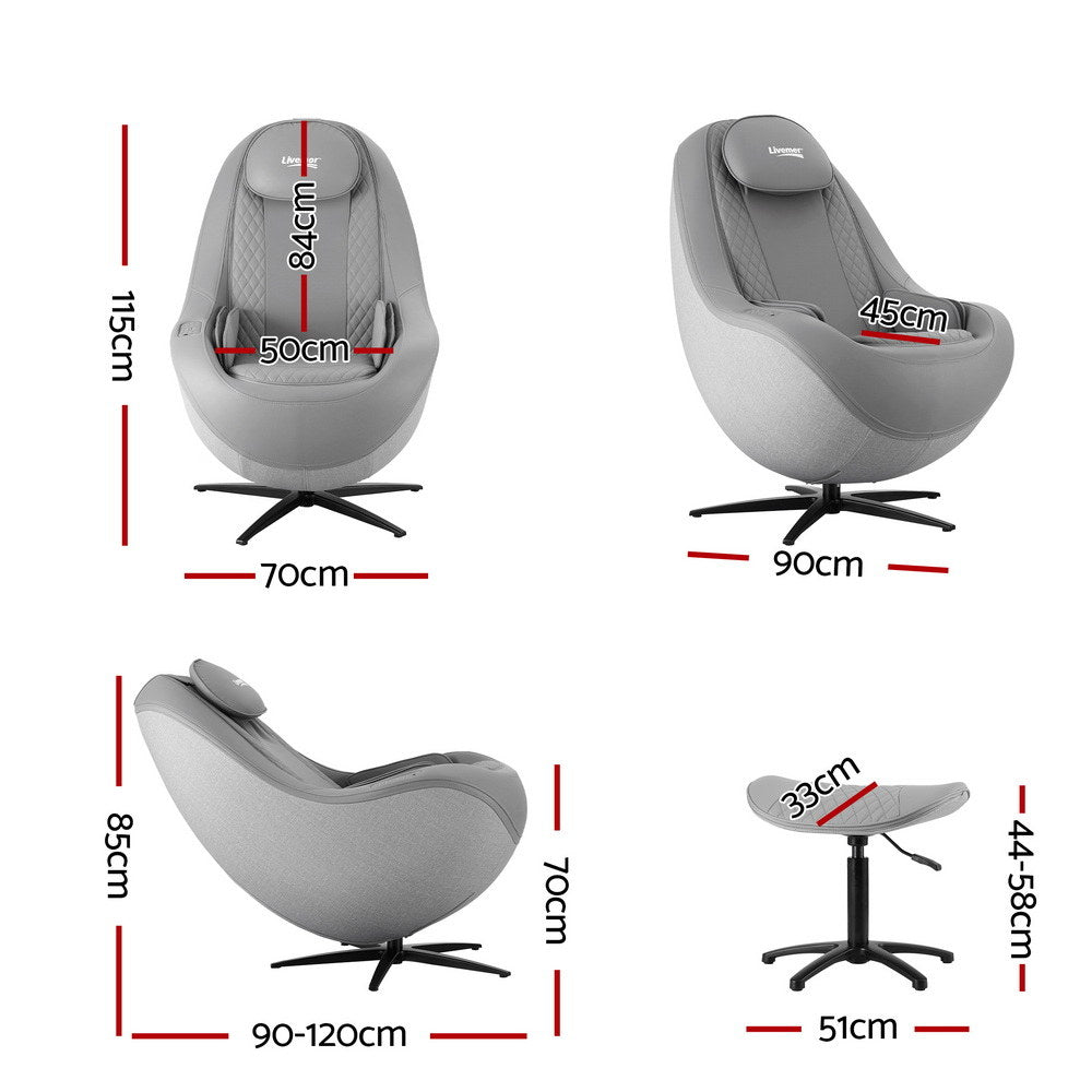 Livemor Massage Chair Electric Recliner 3D ROLI With Foot Stool