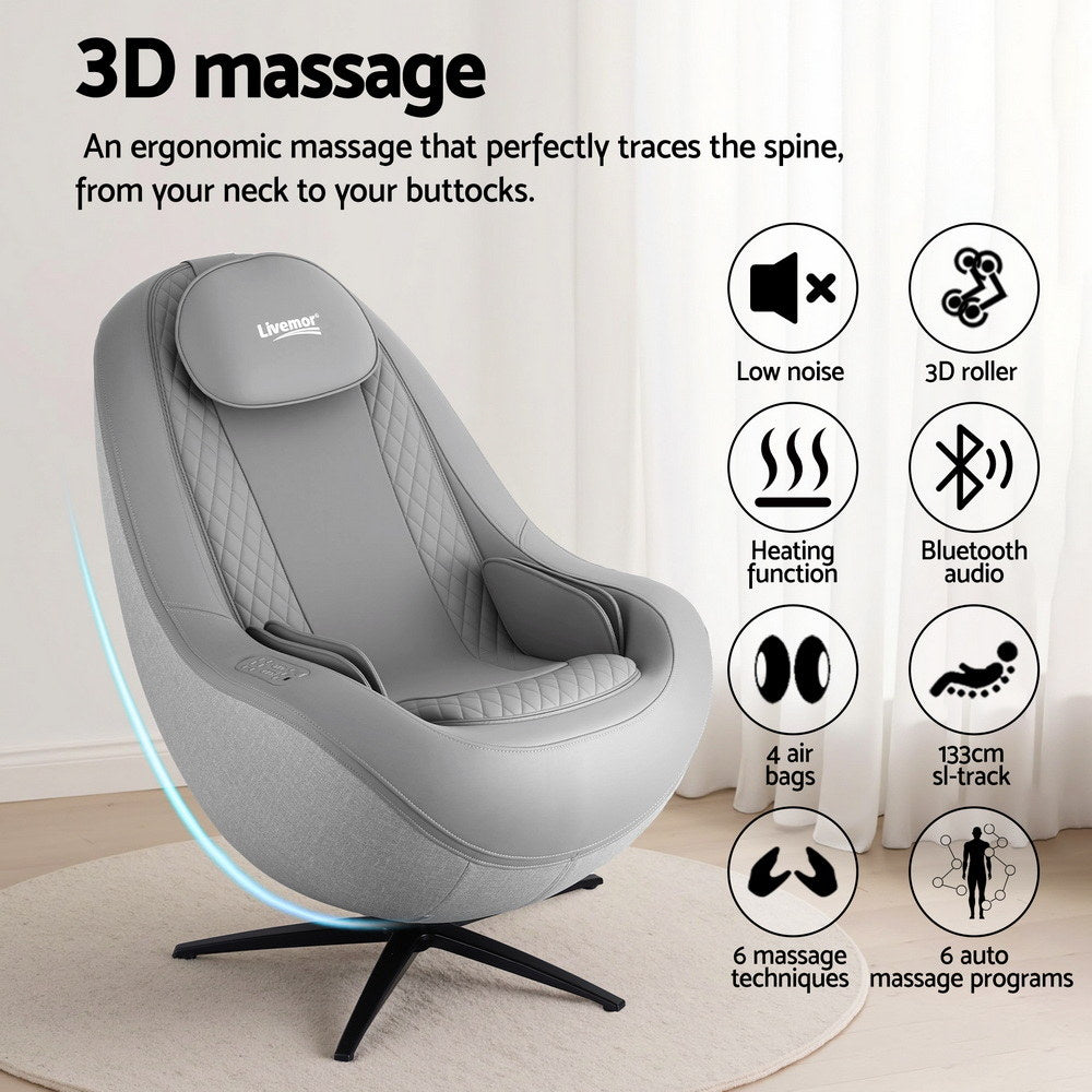 Livemor Massage Chair Electric Recliner 3D ROLI With Foot Stool