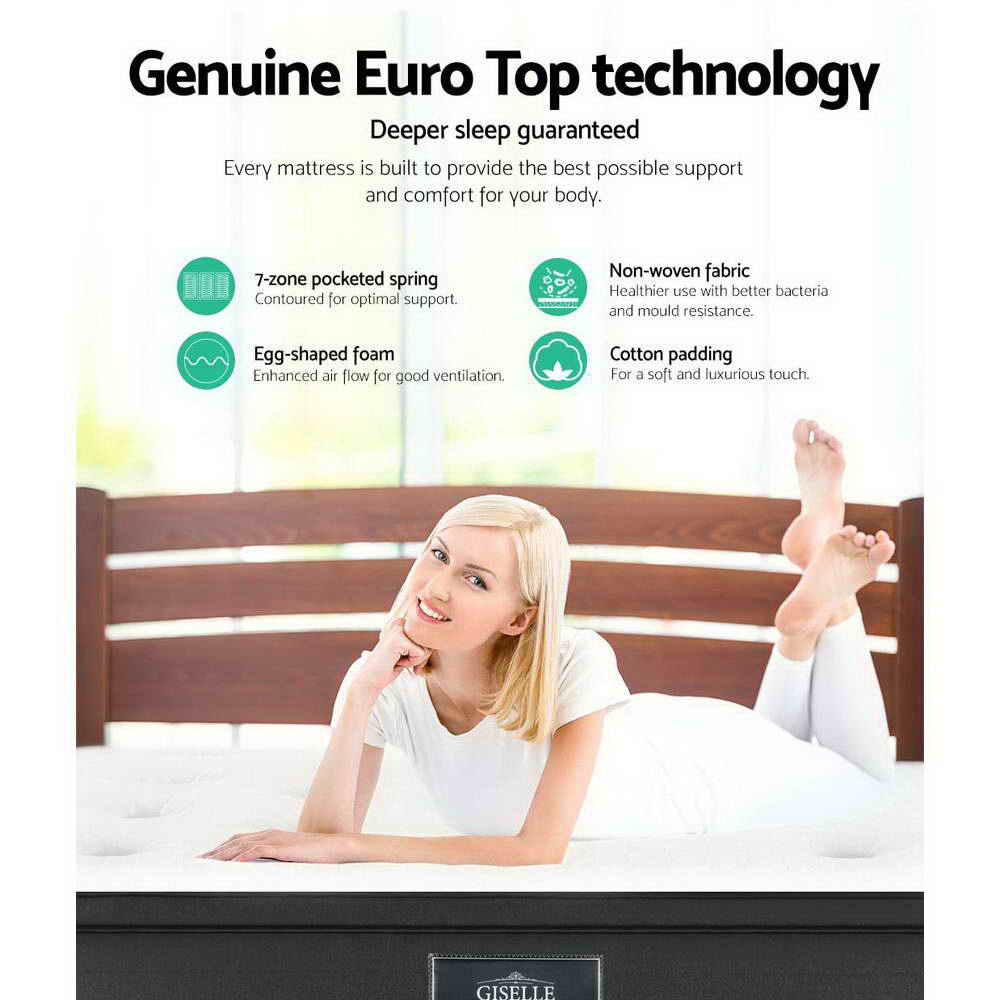 Giselle Bedding 34cm Mattress Euro Top Double, Queen or King