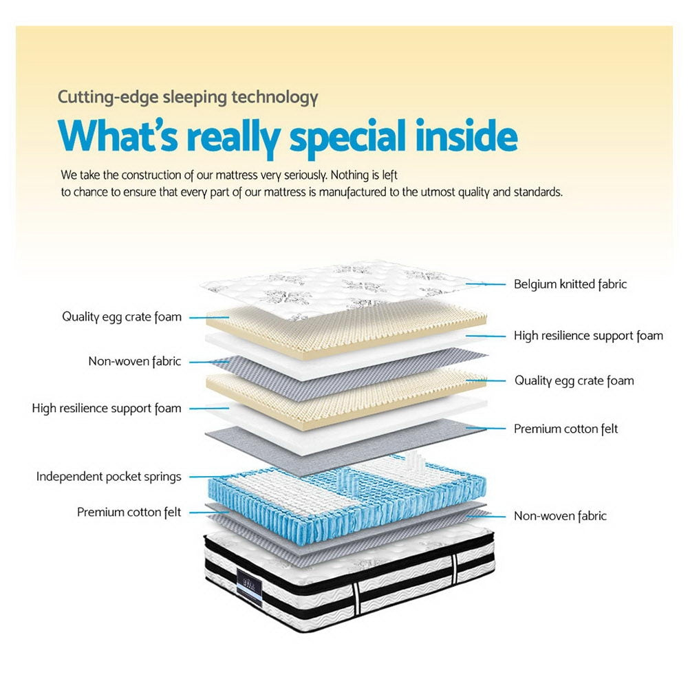 Giselle Bedding 34cm Mattress Euro Top Pocket Spring - 3 Sizes