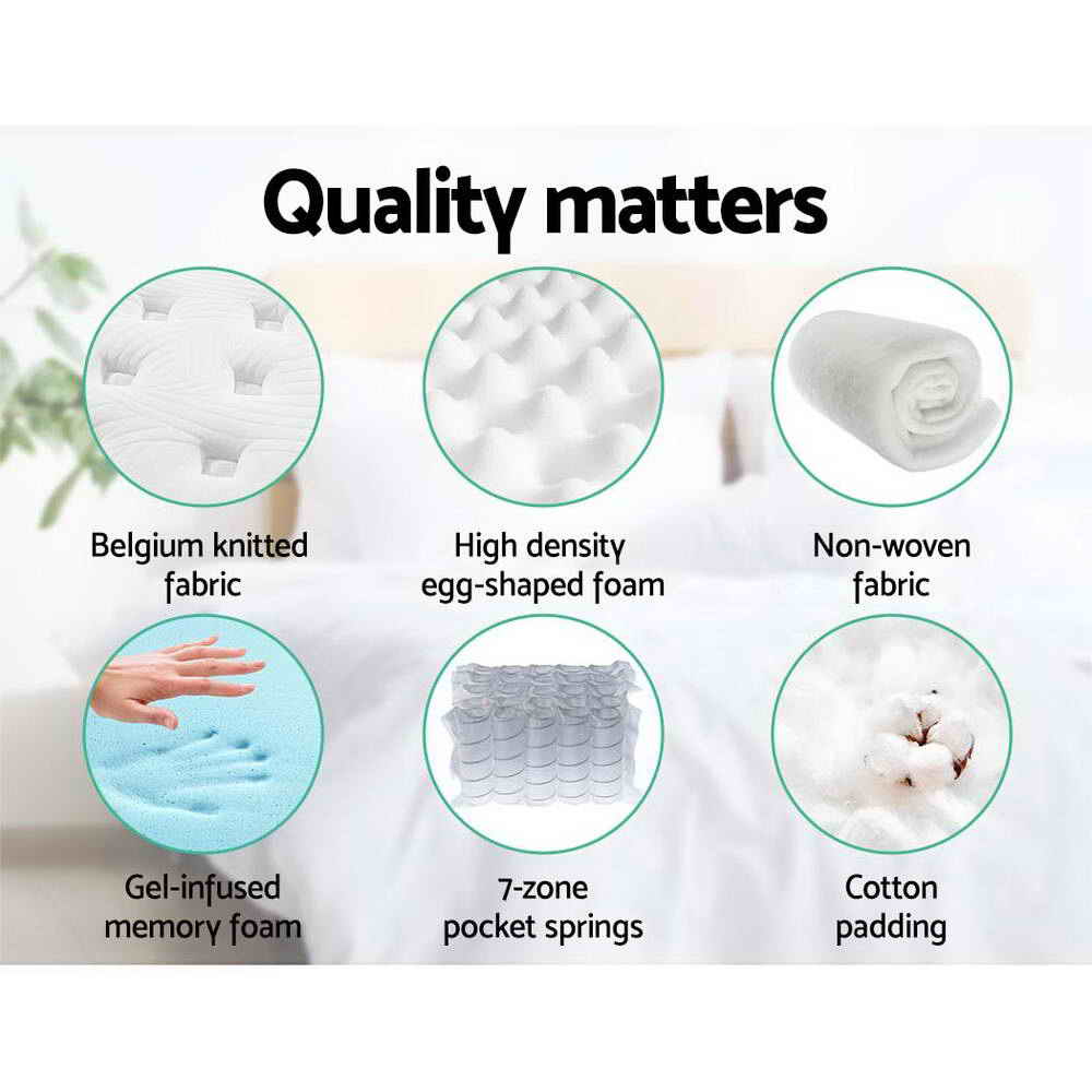 Giselle Bedding 34cm Mattress Cool Gel Memory Foam 7 Zone Queen Or King