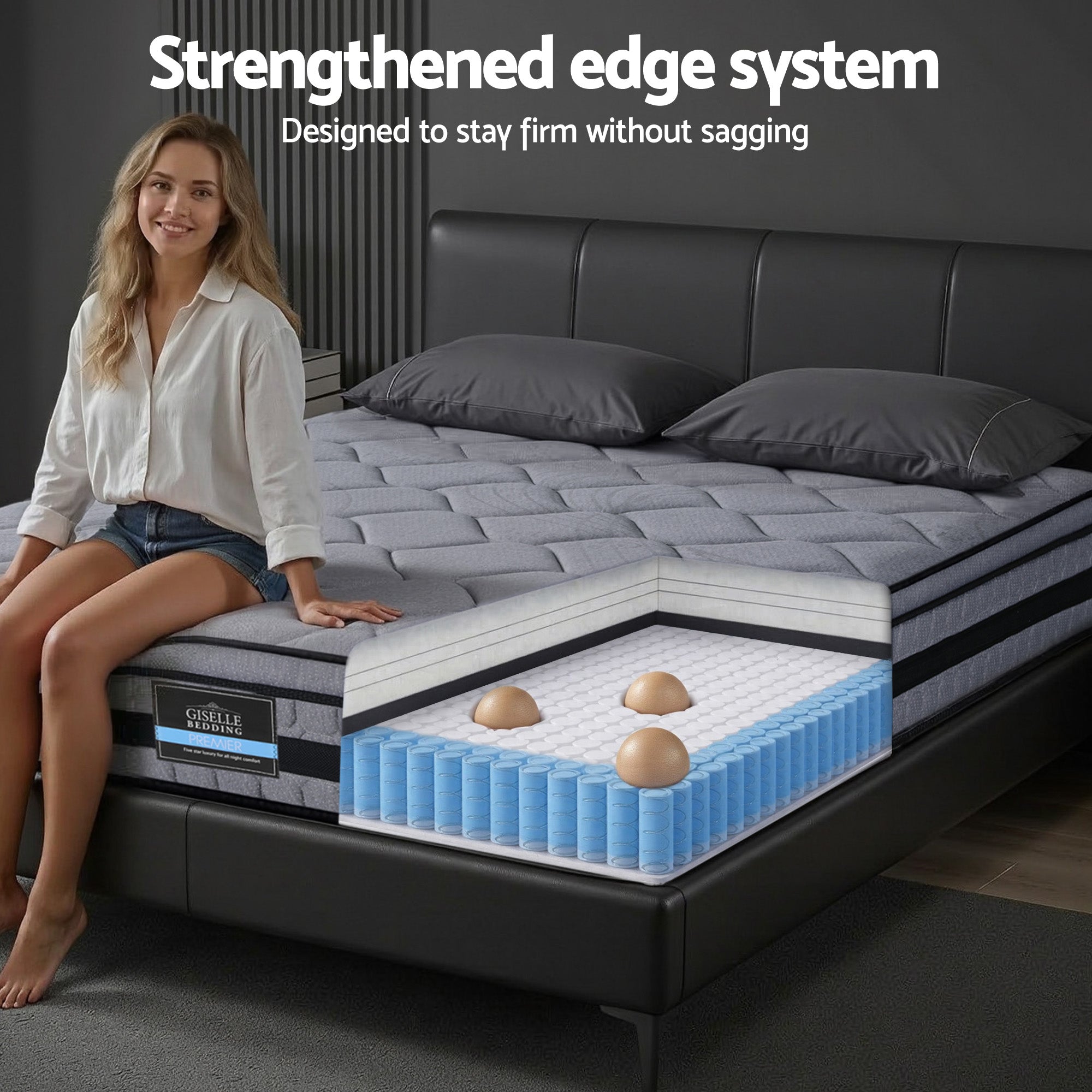 Giselle Bedding 34cm Hybrid, Pocket Spring Bed Mattress - Queen or King