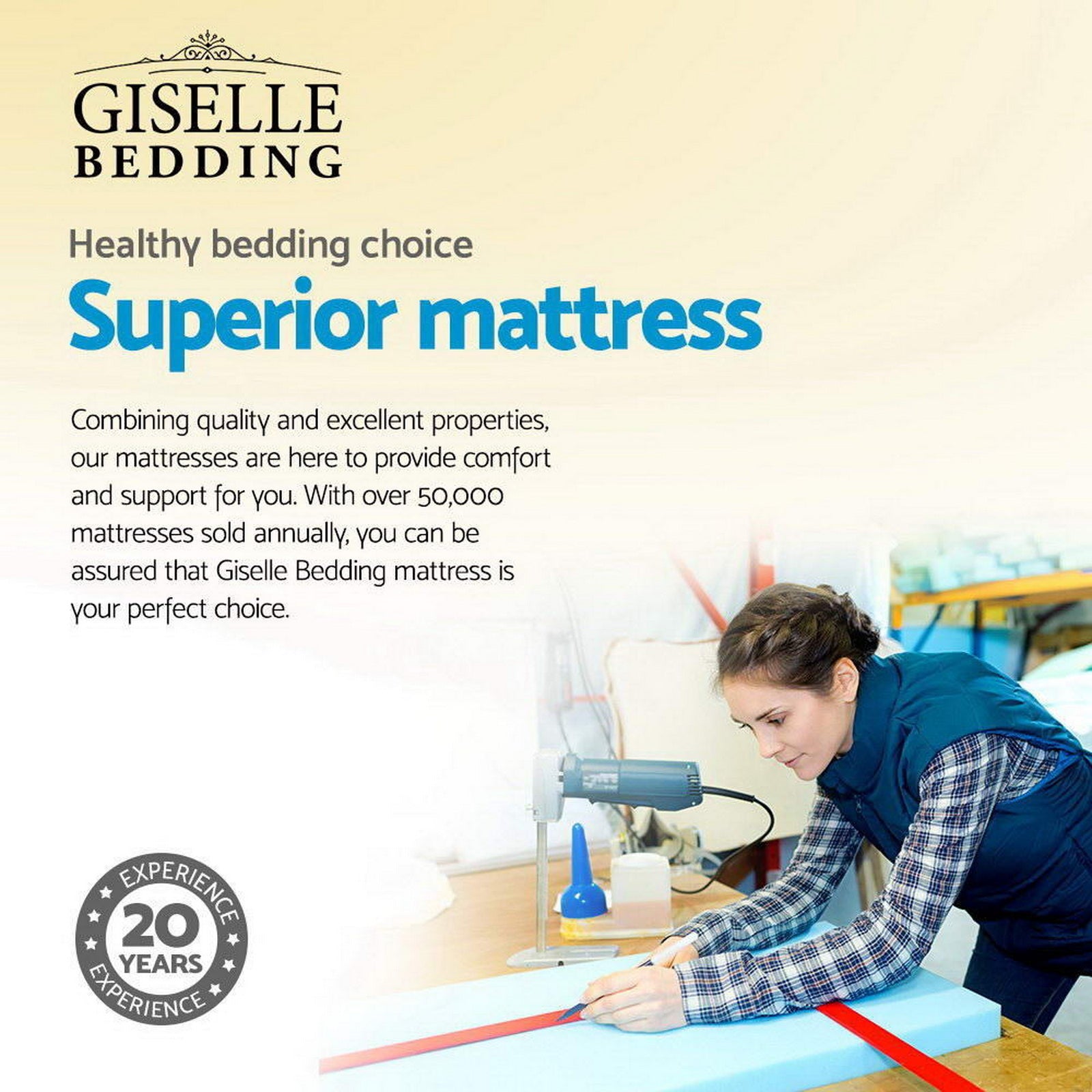 Giselle Bedding 34cm Mattress Bamboo Cover Queen or King