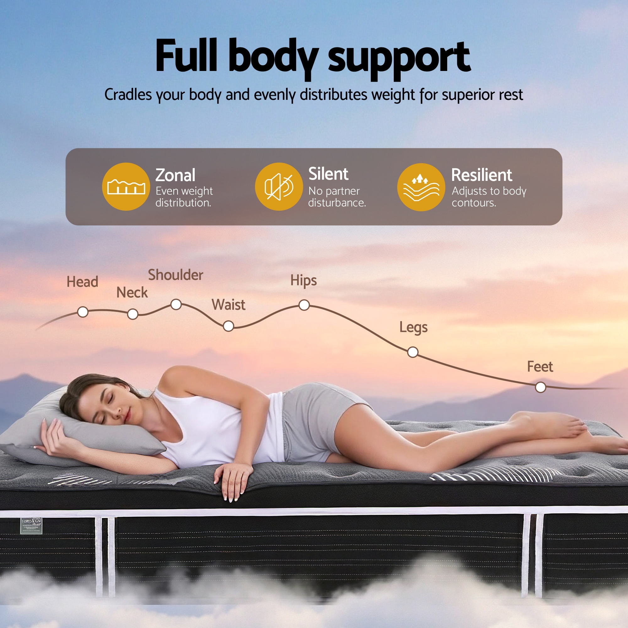 Giselle Bedding Mattress 35cm Euro Top with Graphene Cooling Comfort Medium Firm 2 Sizes
