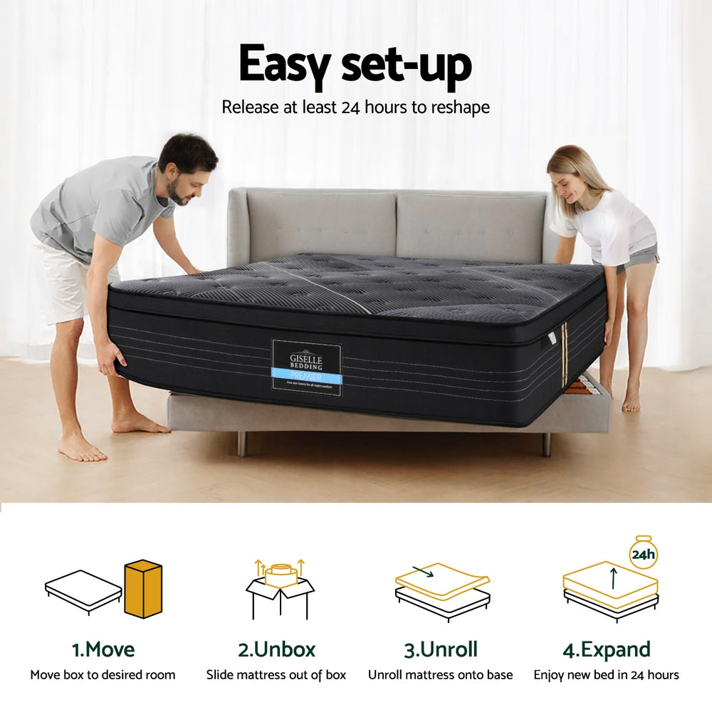 Giselle Mattress 35cm Bed Bamboo Pocket Firm Foam - Queen or King