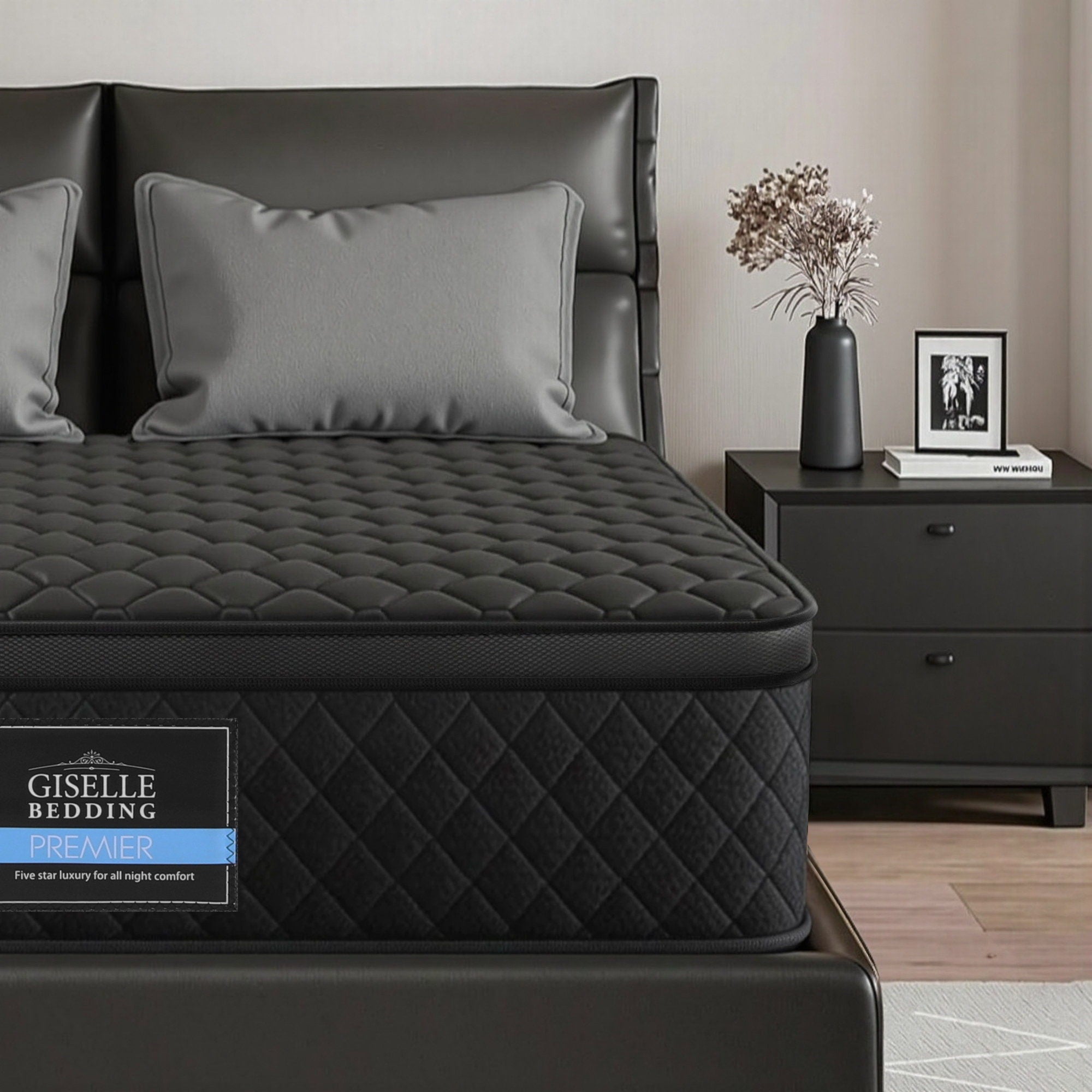 Giselle Bedding Mattress 34cm Euro Top with 5-Zone Pocket Spring Support 2 Sizes