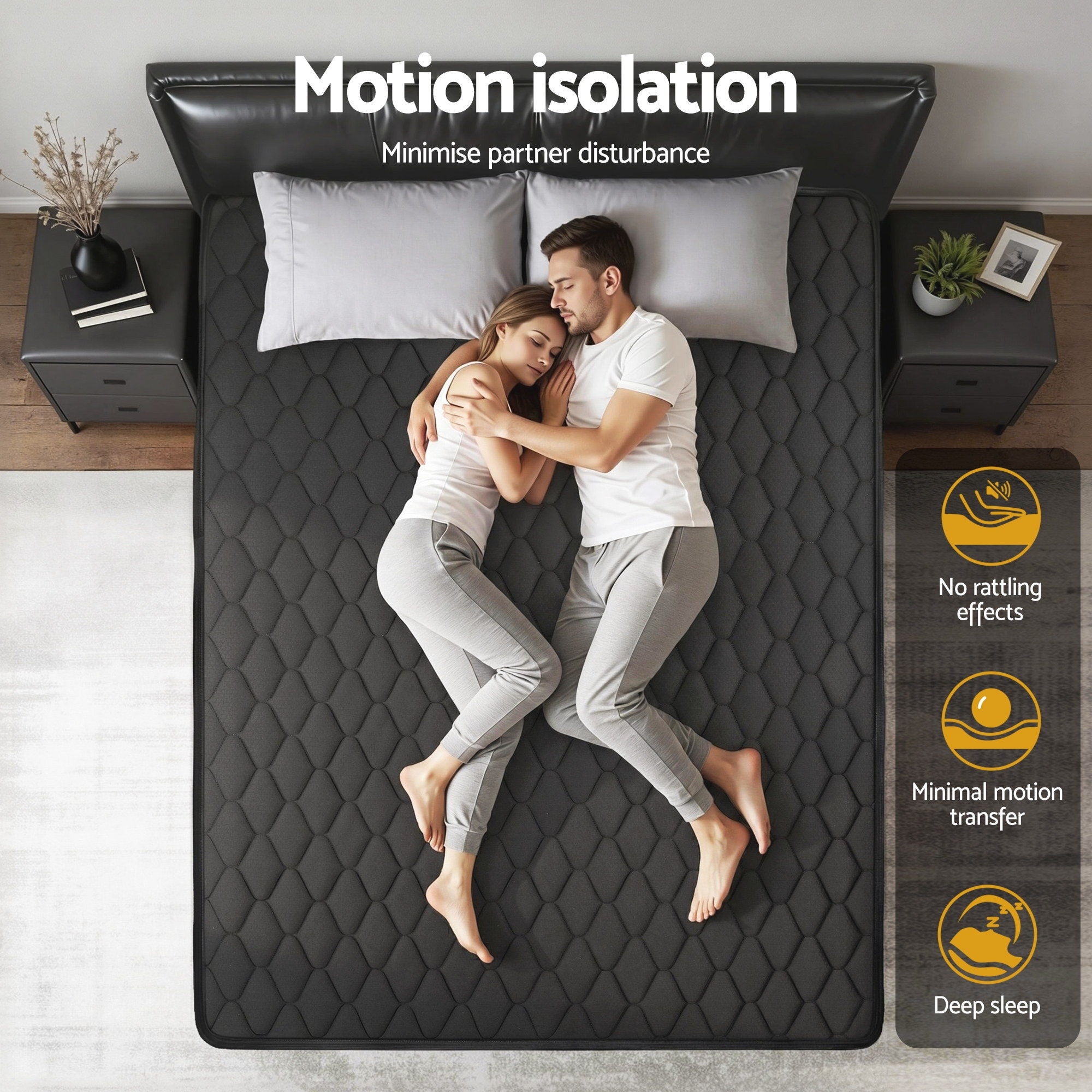 Giselle Bedding Mattress 34cm Euro Top with 5-Zone Pocket Spring Support 2 Sizes