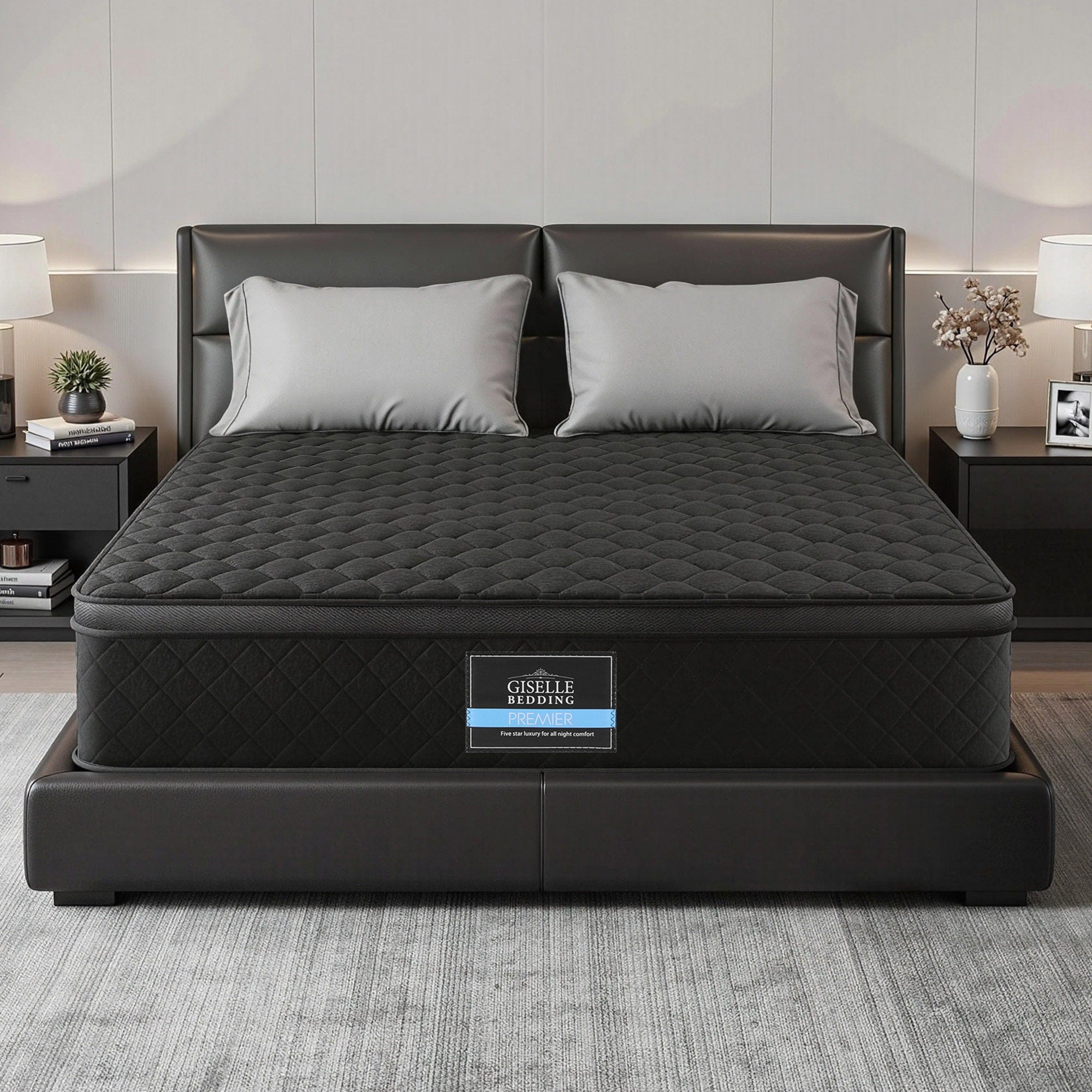 Giselle Bedding Mattress 34cm Euro Top with 5-Zone Pocket Spring Support 2 Sizes
