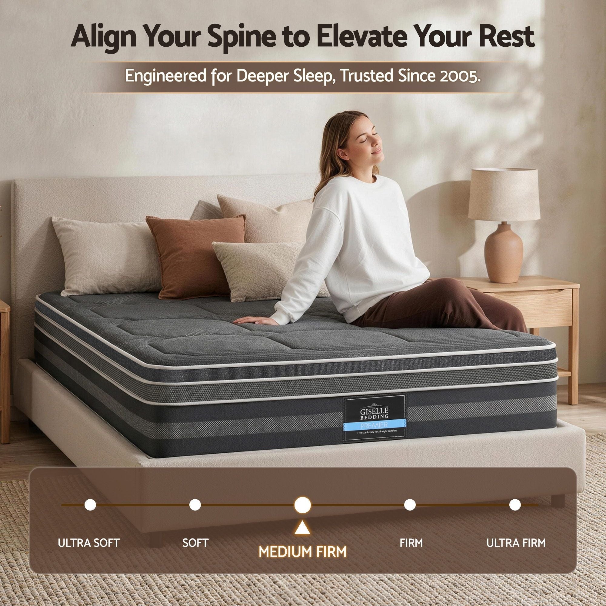 Giselle Mattress 35cm Hybrid Pocket Spring Euro Top Double, Queen or King