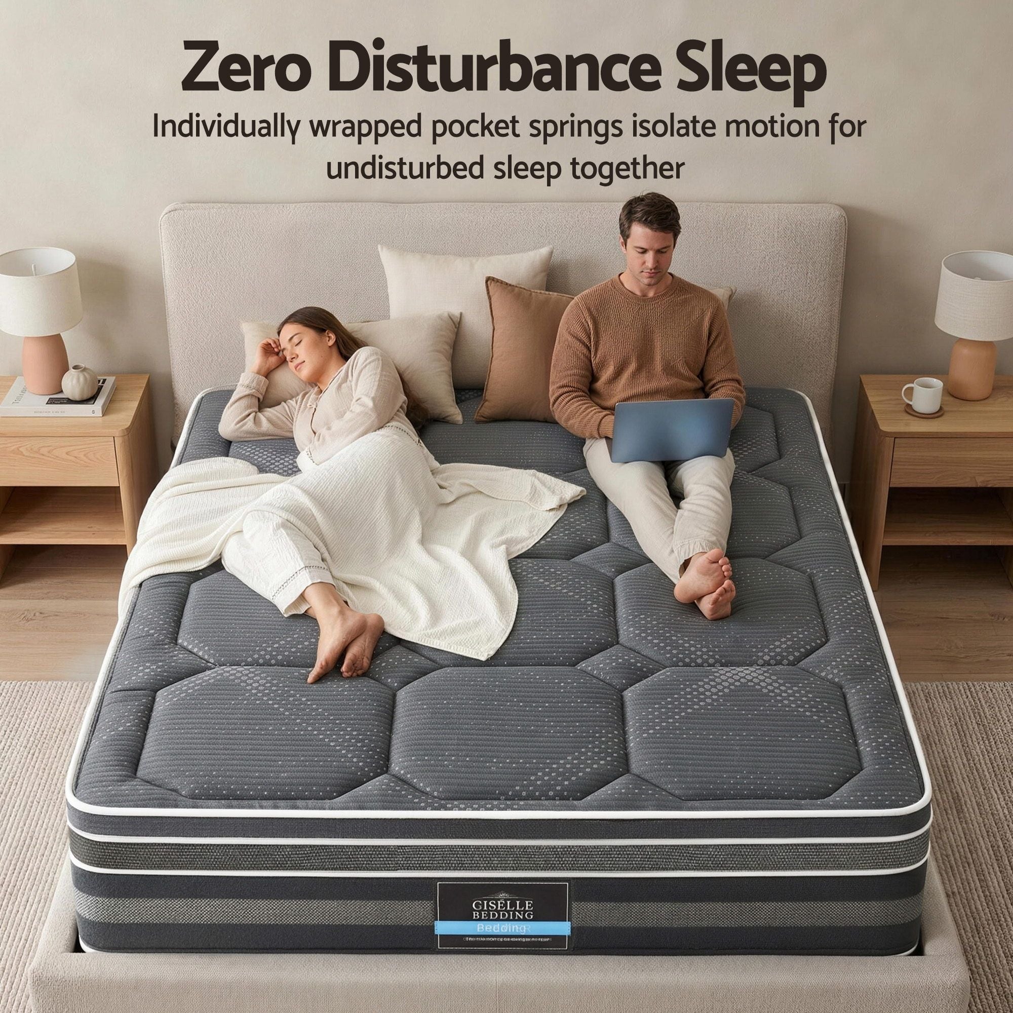 Giselle Mattress 35cm Hybrid Pocket Spring Euro Top Double, Queen or King