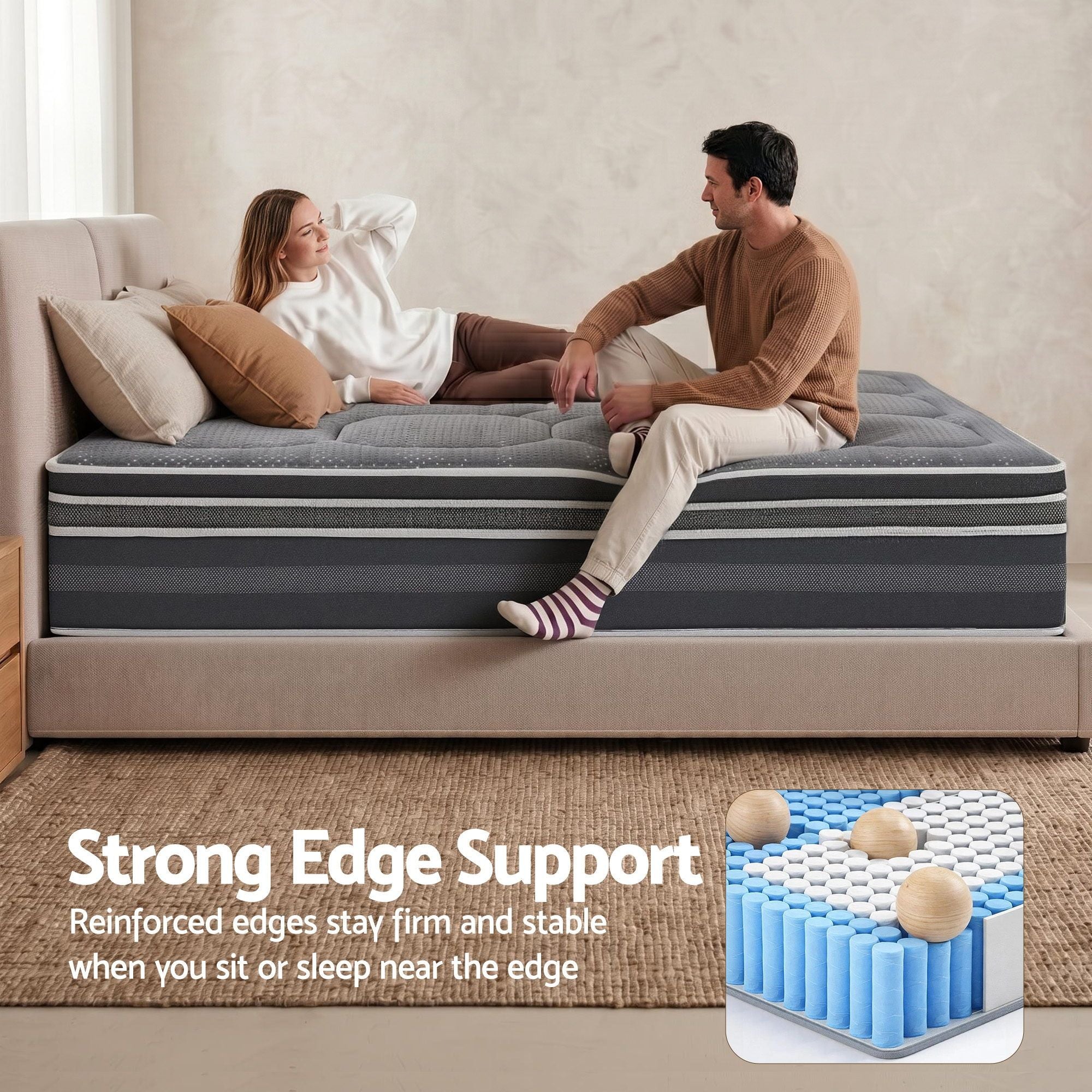Giselle Mattress 35cm Hybrid Pocket Spring Euro Top Double, Queen or King