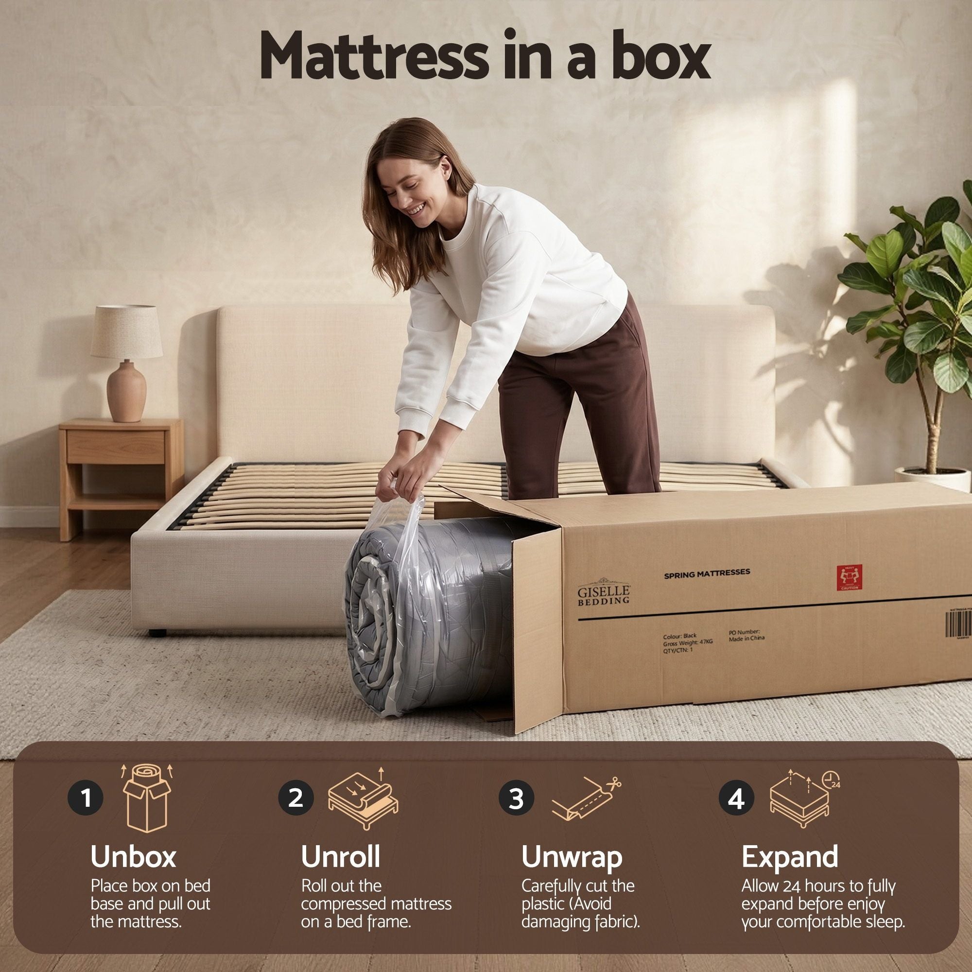 Giselle Mattress 35cm Hybrid Pocket Spring Euro Top Double, Queen or King