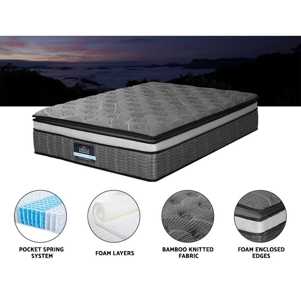 Giselle Bedding 34cm Mattress Double Layer Pocket Spring - 3 Sizes