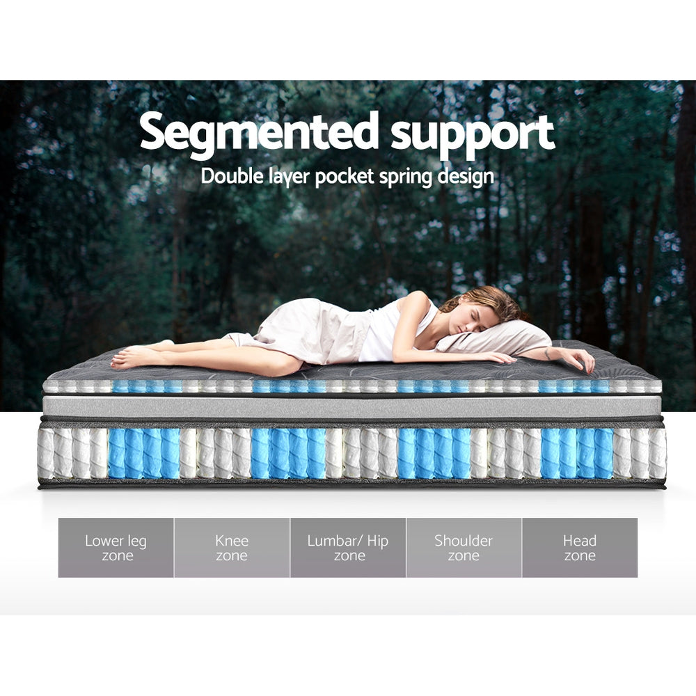 Giselle Bedding 34cm Mattress Double Layer Pocket Spring - 3 Sizes