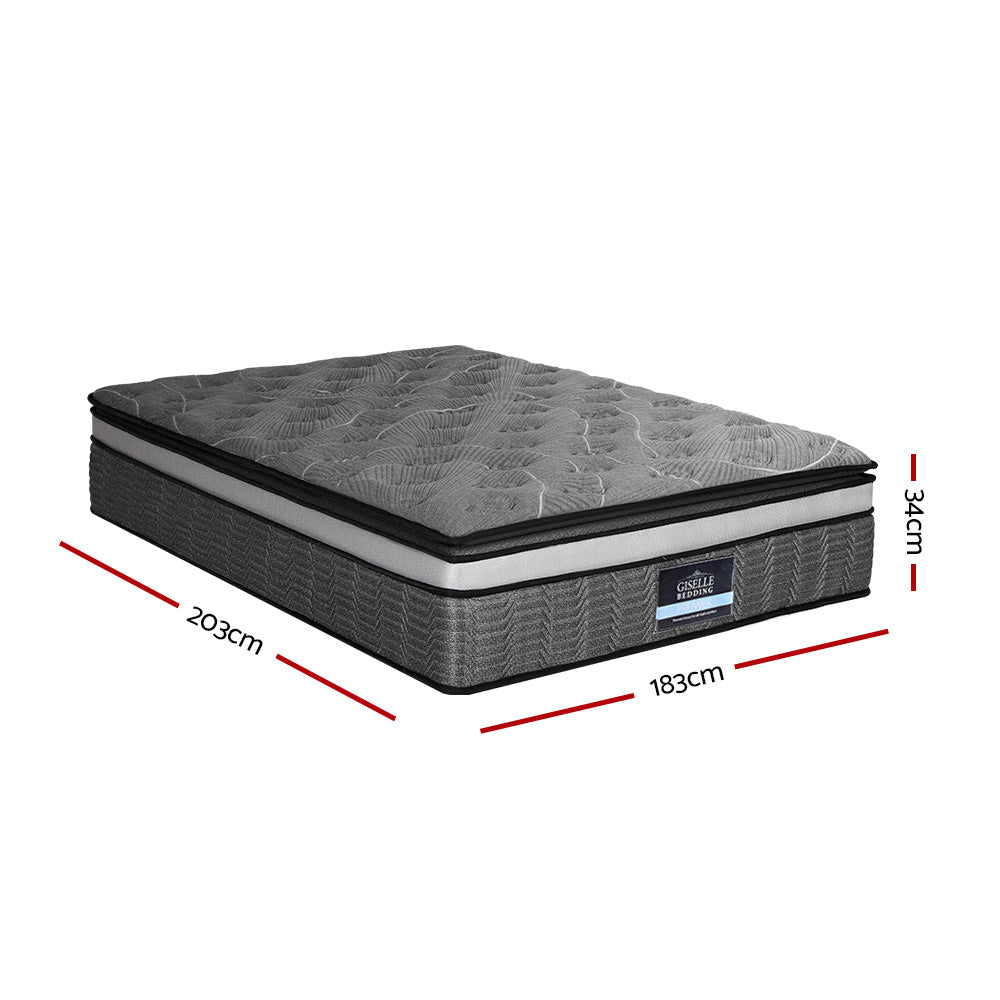 Giselle Bedding 34cm Mattress Double Layer Pocket Spring - 3 Sizes