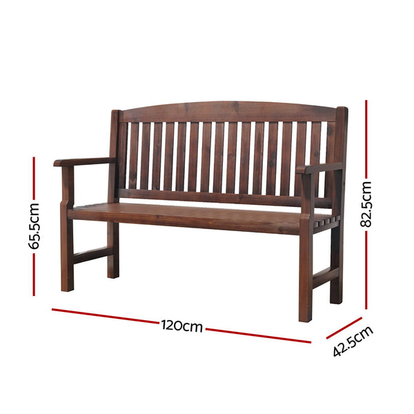 Gardeon Outdoor Garden Bench Wooden 2 Seater - Brown or White