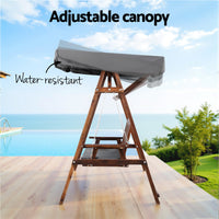 3 Seater Wooden Swing Bench Seat with Canopy - Charcoal
