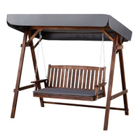 3 Seater Wooden Swing Bench Seat with Canopy - Charcoal