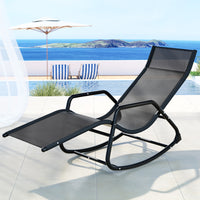 Gardeon Sun Lounge Rocking Chair Outdoor - Black