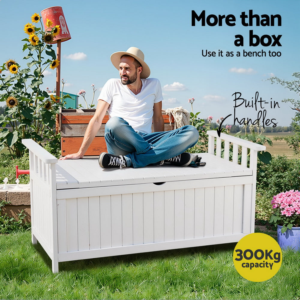 Storage Outdoor Bench Box Wooden 160L - 3 Colours