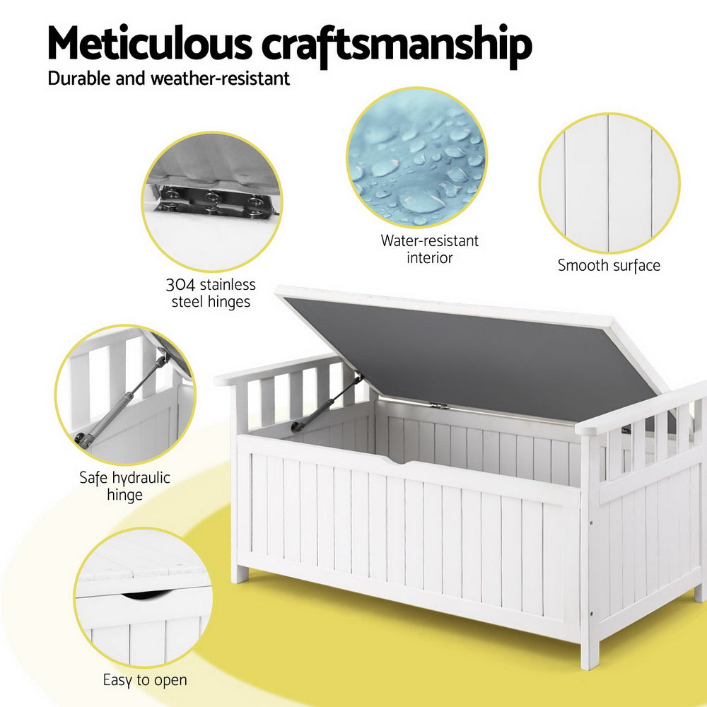 Storage Outdoor Bench Box Wooden 160L - 3 Colours