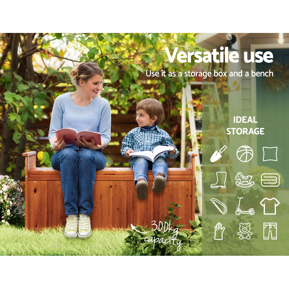 Wooden Outdoor Storage Bench Box 129cm (XL) - Natural