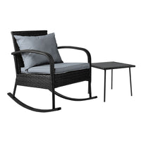 Gardeon Outdoor Wicker Rocking Chair and Table