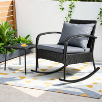 Gardeon Outdoor Wicker Rocking Chair and Table