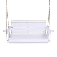 Outdoor Swing Wooden Bench Chair 2 Seater With Cup Holder - Teak or White