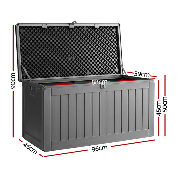 Gardeon Outdoor Storage Box Lockable Garden Bench 190L - Black