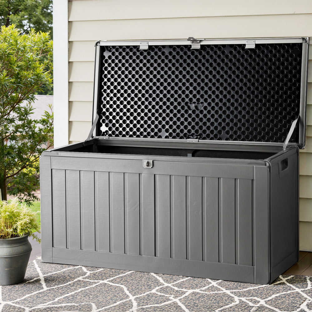 Gardeon Outdoor Storage Box Lockable Garden Bench 190L - Black