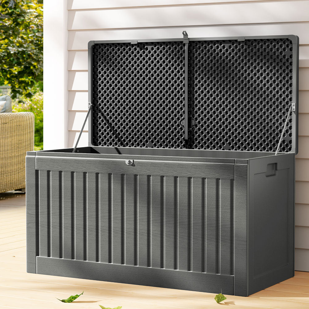 Outdoor Storage Box 270L Lockable Garden Bench - Grey or Black