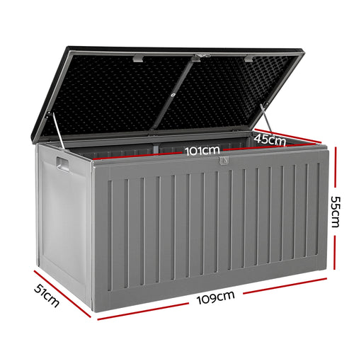 Outdoor Storage Box 270L Lockable Garden Bench - Grey or Black