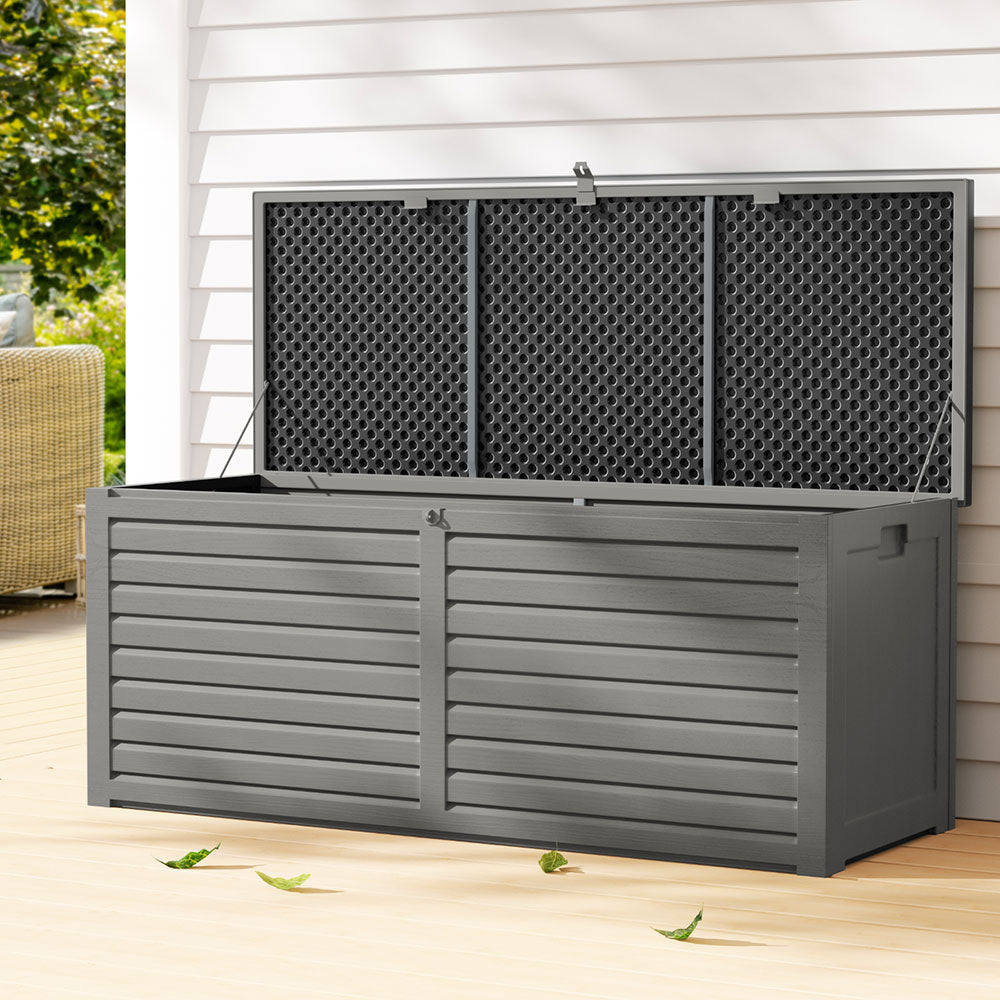 Outdoor Storage Box 390L Lockable Garden Bench - Grey or Black