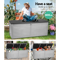 Outdoor Storage Box 390L Lockable Garden Bench - Grey or Black