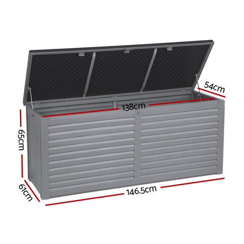 Outdoor Storage Box 490L Lockable Garden Bench - Grey & Black, All Black