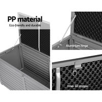 Outdoor Storage Box 490L Lockable Garden Bench - Grey & Black, All Black