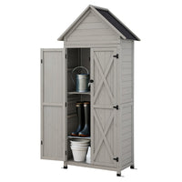 Outdoor Timber Storage Cabinet  Lockable - Grey